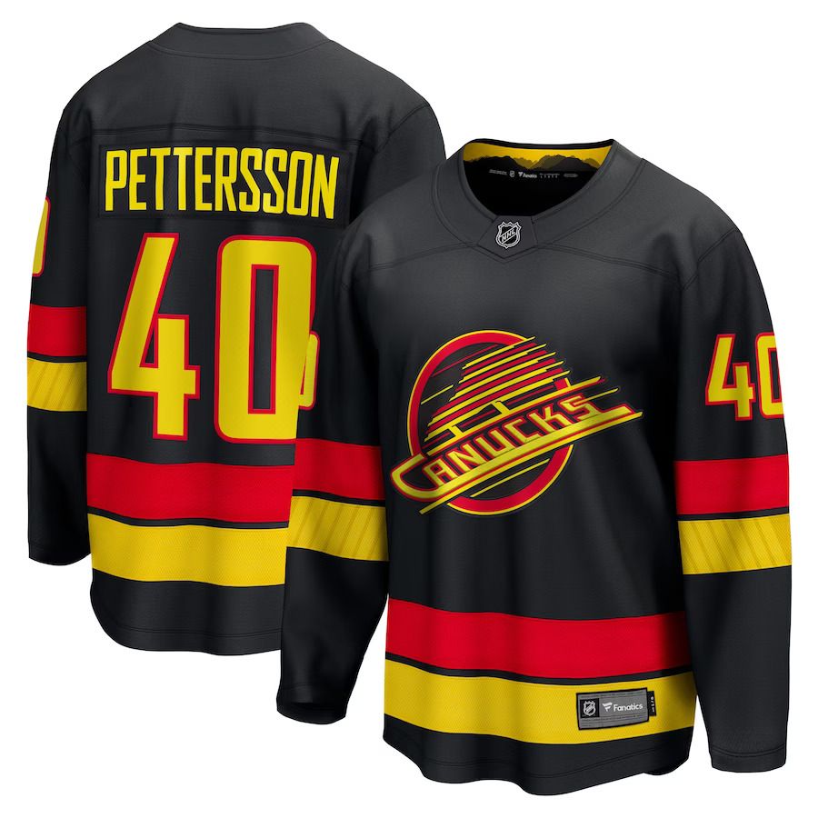 Men Vancouver Canucks #40 Elias Pettersson Fanatics Branded Black Alternate 2022-23 Premier Breakaway Player NHL Jersey